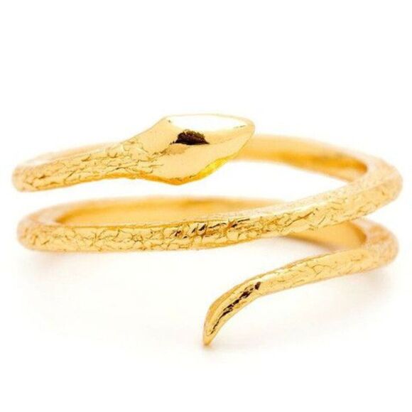 NWT Gorjana 18k Gold Snake Ring Boa Coil Wrap Serpent Dainty Thin Feminine Sz 6 - Picture 1 of 5